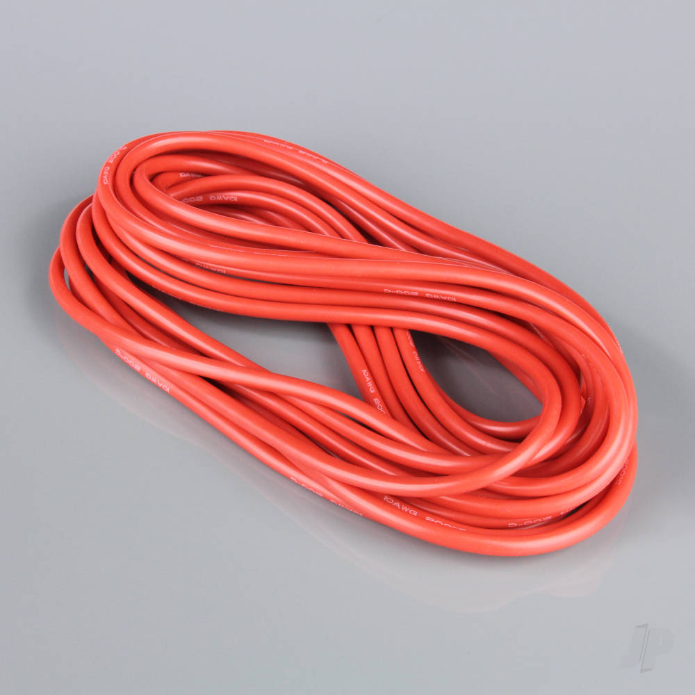 Silicone Wire, 10AWG, 25ft / 7.5m Red (on a roll)