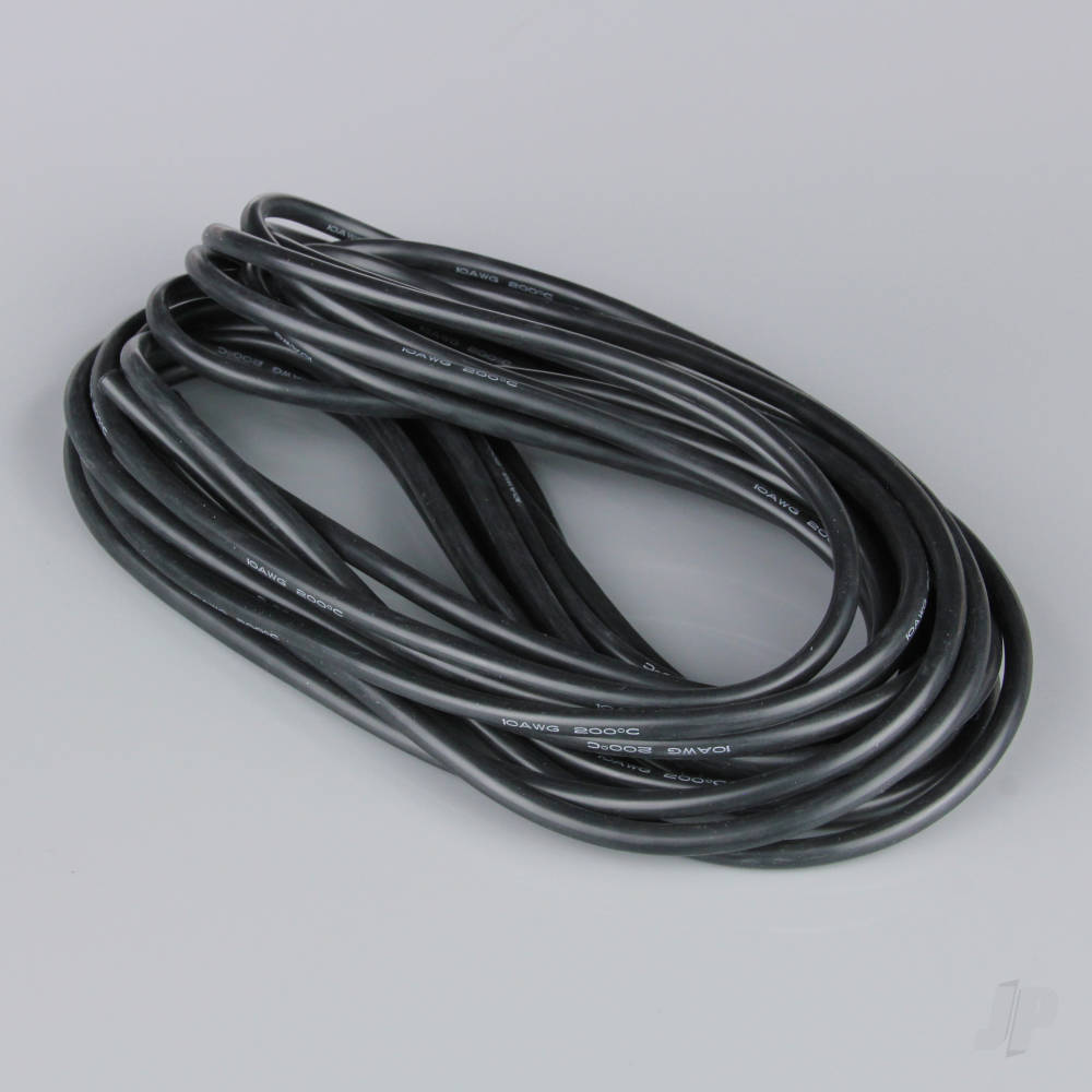 Silicone Wire, 10AWG, 25ft / 7.5m Black (on a roll)