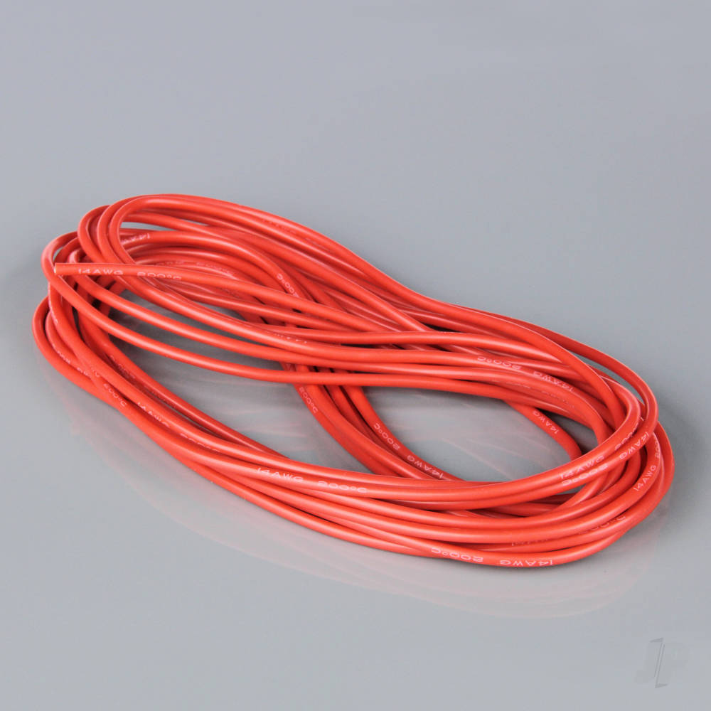 Silicone Wire, 14AWG, 25ft / 7.5m Red (on a roll)