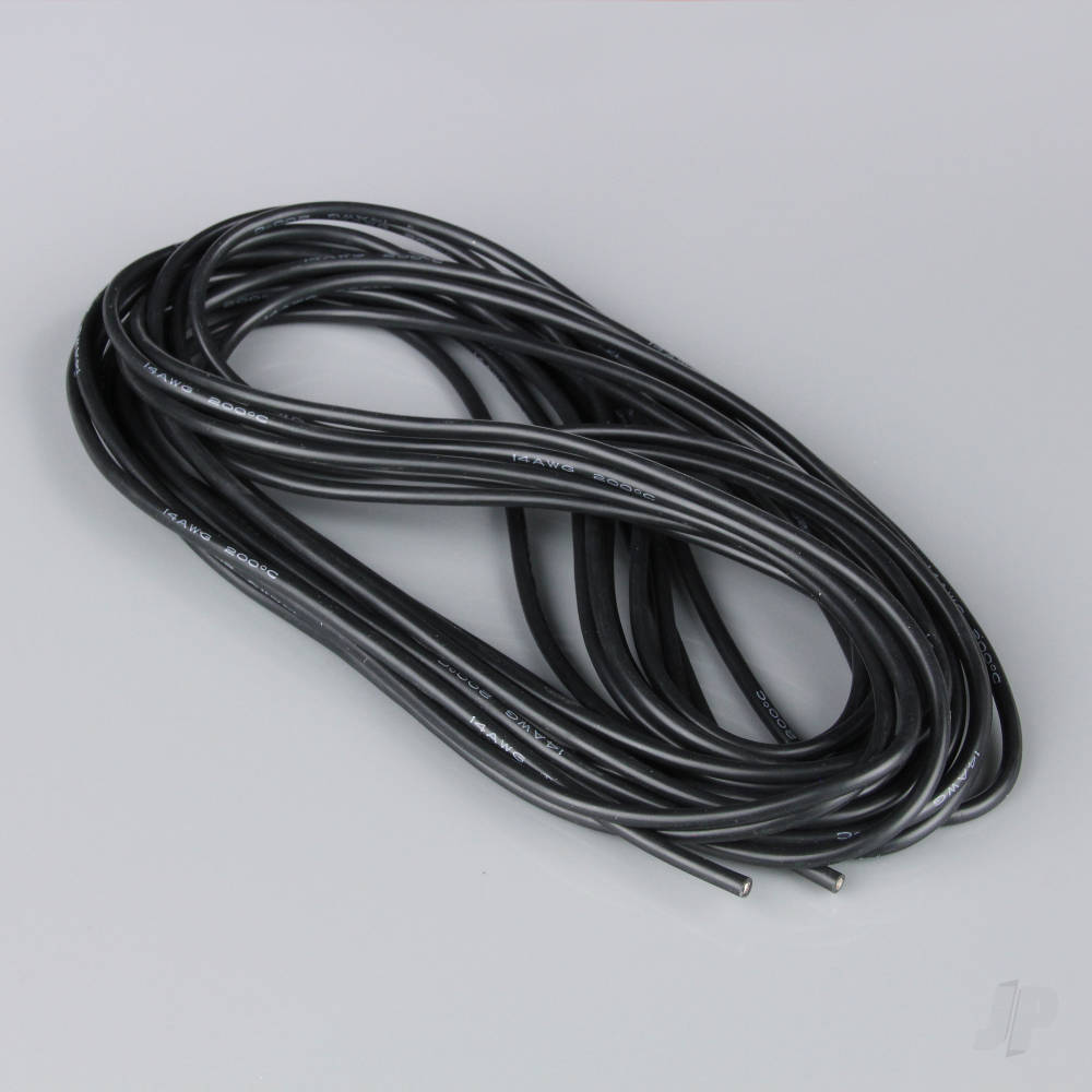 Silicone Wire, 14AWG, 25ft / 7.5m Black (on a roll)