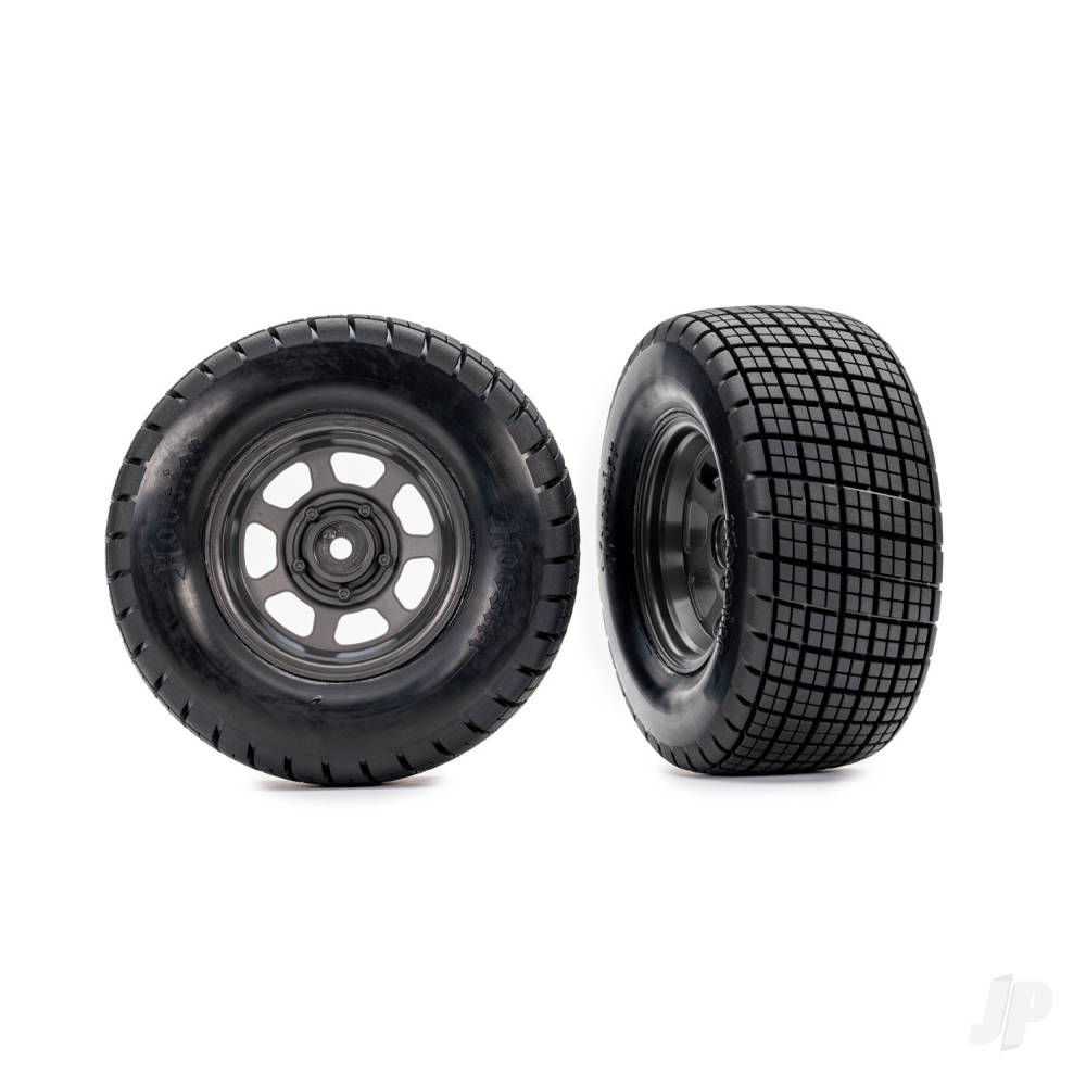 traxxas-tyres-wheels-assembled-glued-dirt-oval-graphite-grey-wheels-hoosier-tyres-foam-inserts-2-4wd-frontrear-2wd-rear-only