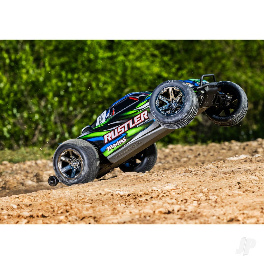Traxxas Rustler HD BL-2S 1:10 2WD RTR Stadium Truck, Green (+ TQ 2-ch, BL-2S, 3300kV, Clipless Body)-5