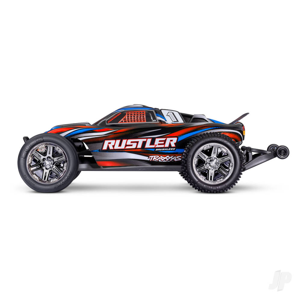 Traxxas Rustler HD BL-2S 1:10 2WD RTR Stadium Truck, Red (+ TQ 2-ch, BL-2S, 3300kV, Clipless Body)-3