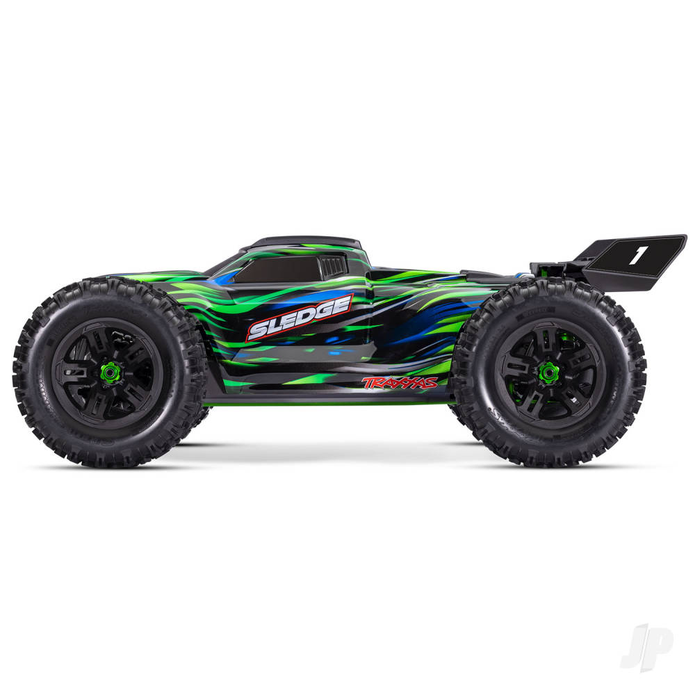 traxxas-sledge-belted-18-4wd-rtr-brushless-electric-monster-truck-green-tqi-2-ch-tsm-vxl-6s-belted-clipless-body