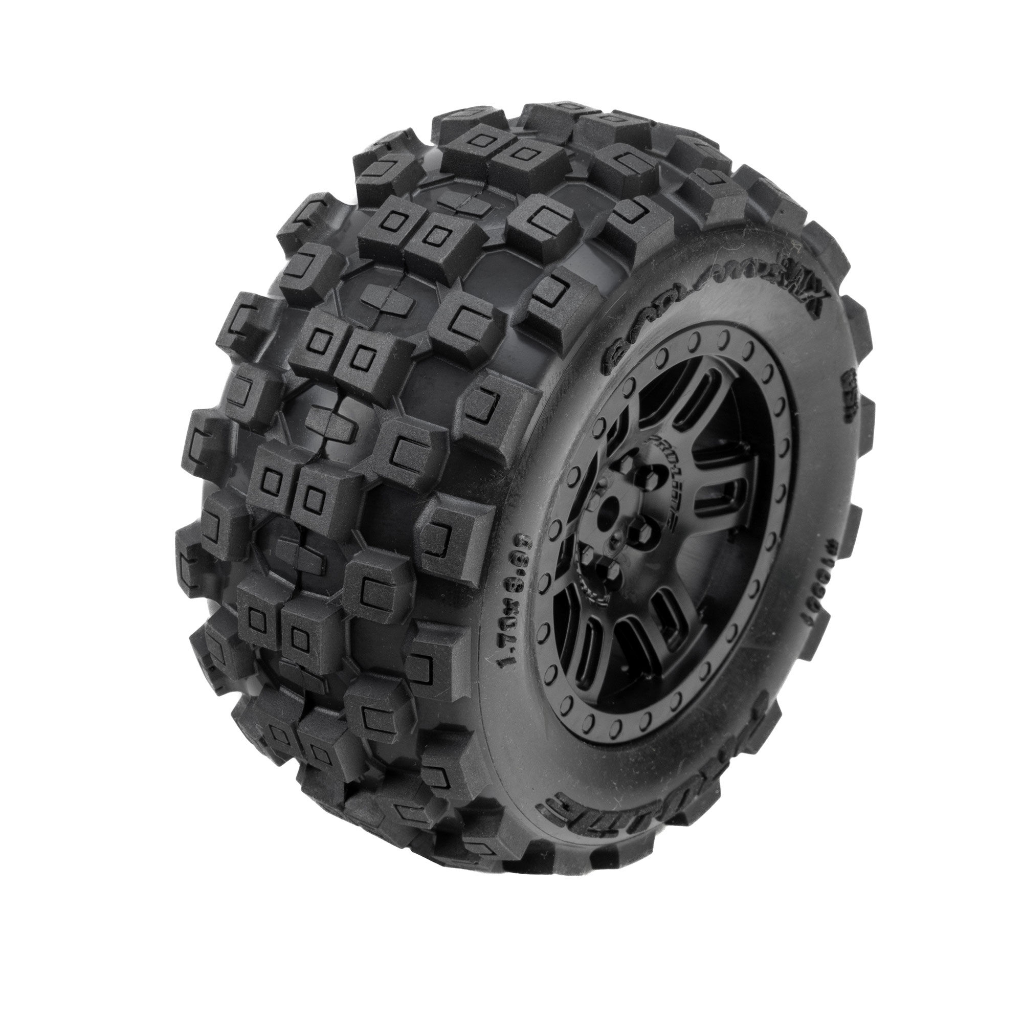 Badlands Front/Rear Tires MTD 12mm Black Split Six (2): ARRM