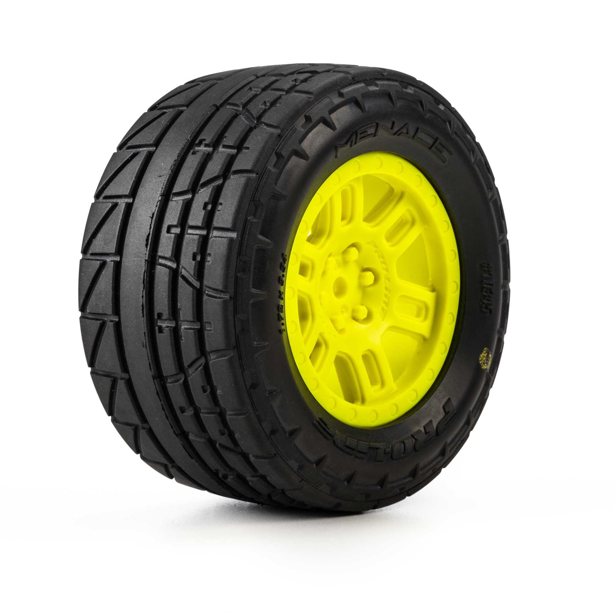 1/16 Menace Front/Rear Street Tires Mounted 12mm Yellow Spli