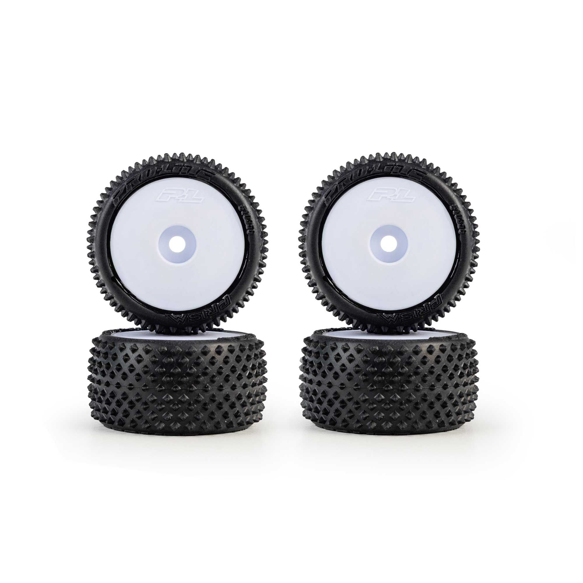 1/28 Prism Front/Rear Carpet Tires Mounted 7mm, White (4): L