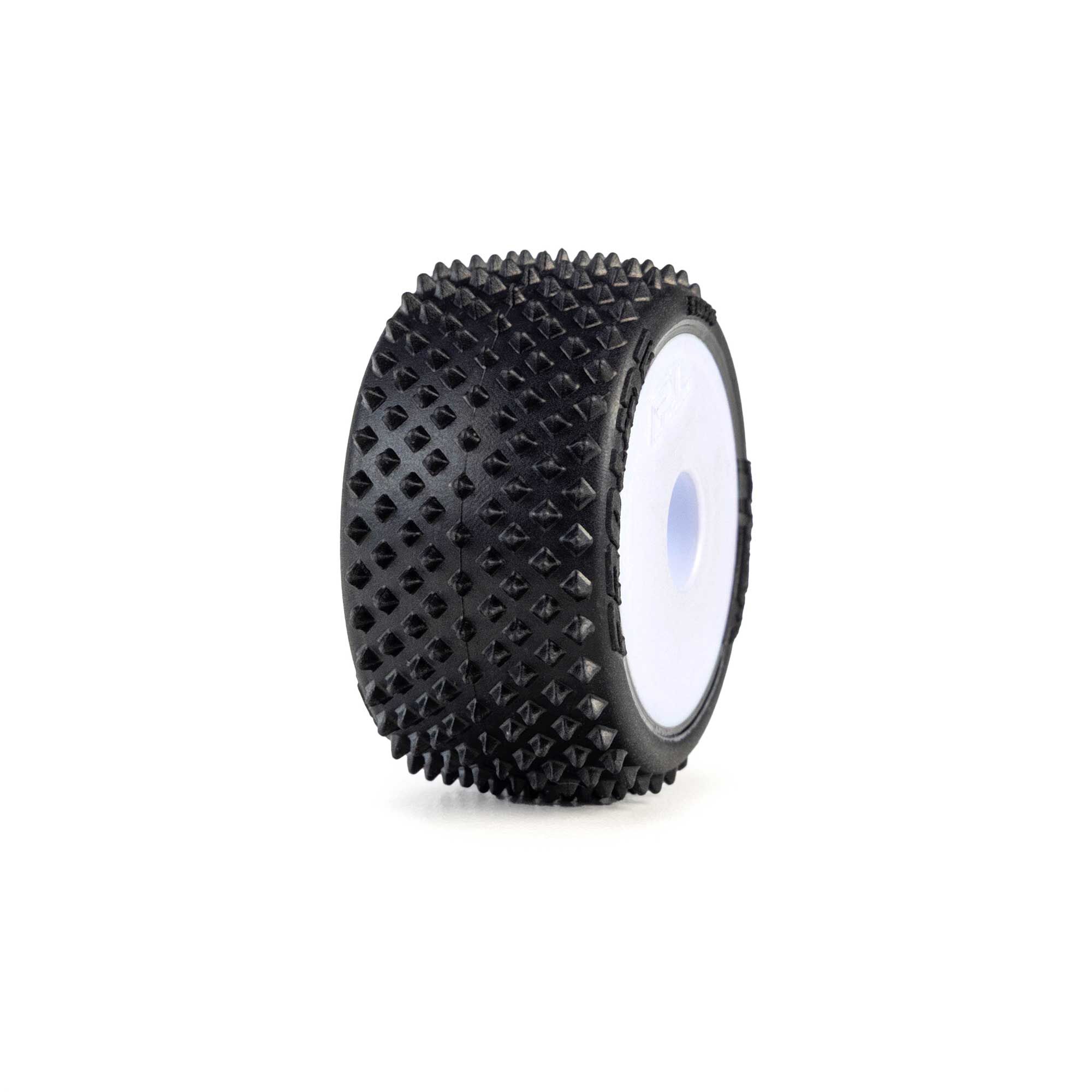1/28 Prism Front/Rear Carpet Tires Mounted 7mm, White (4): L-2