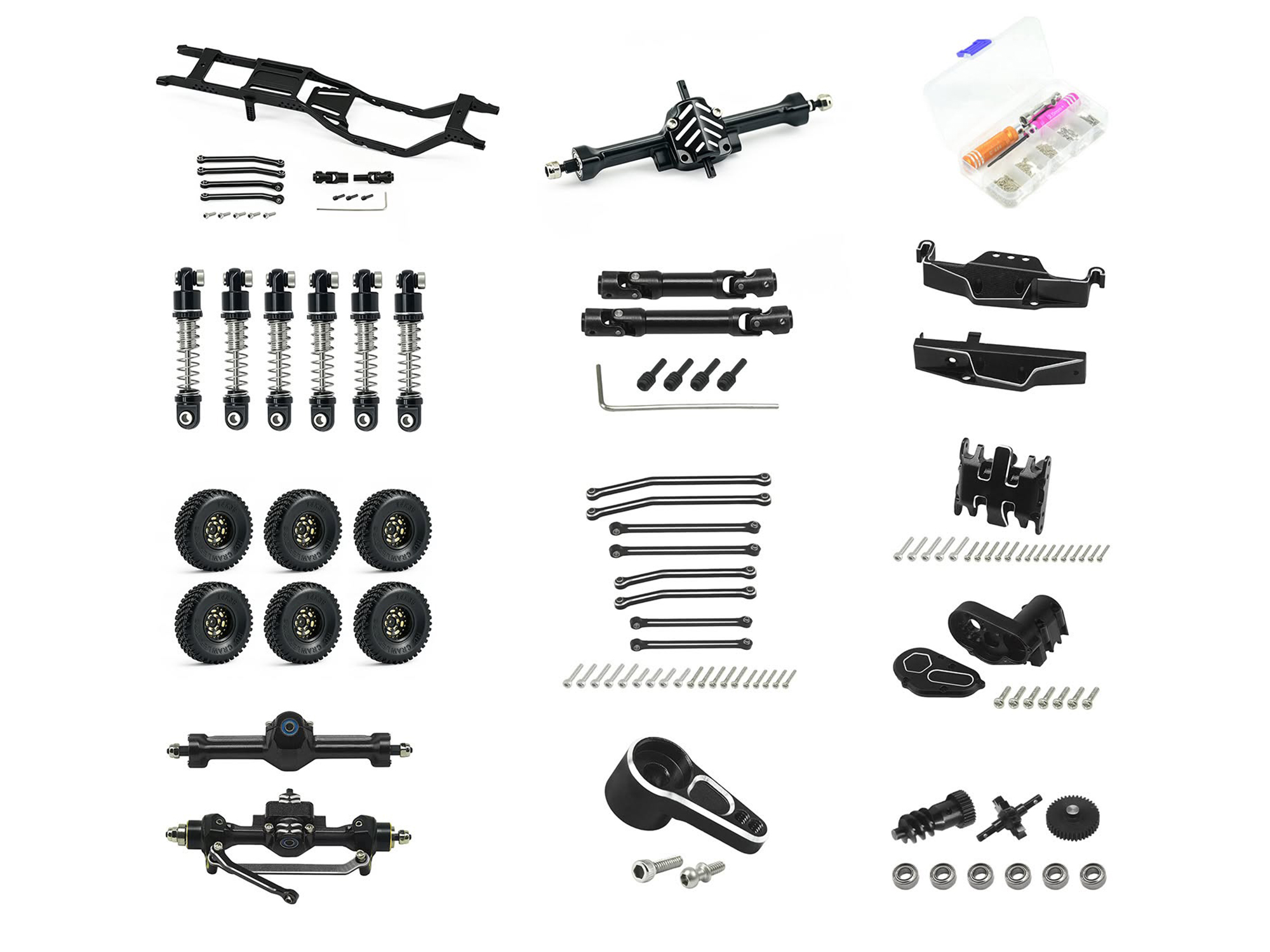 6 WD conversion, Black Aluminium, SCX30