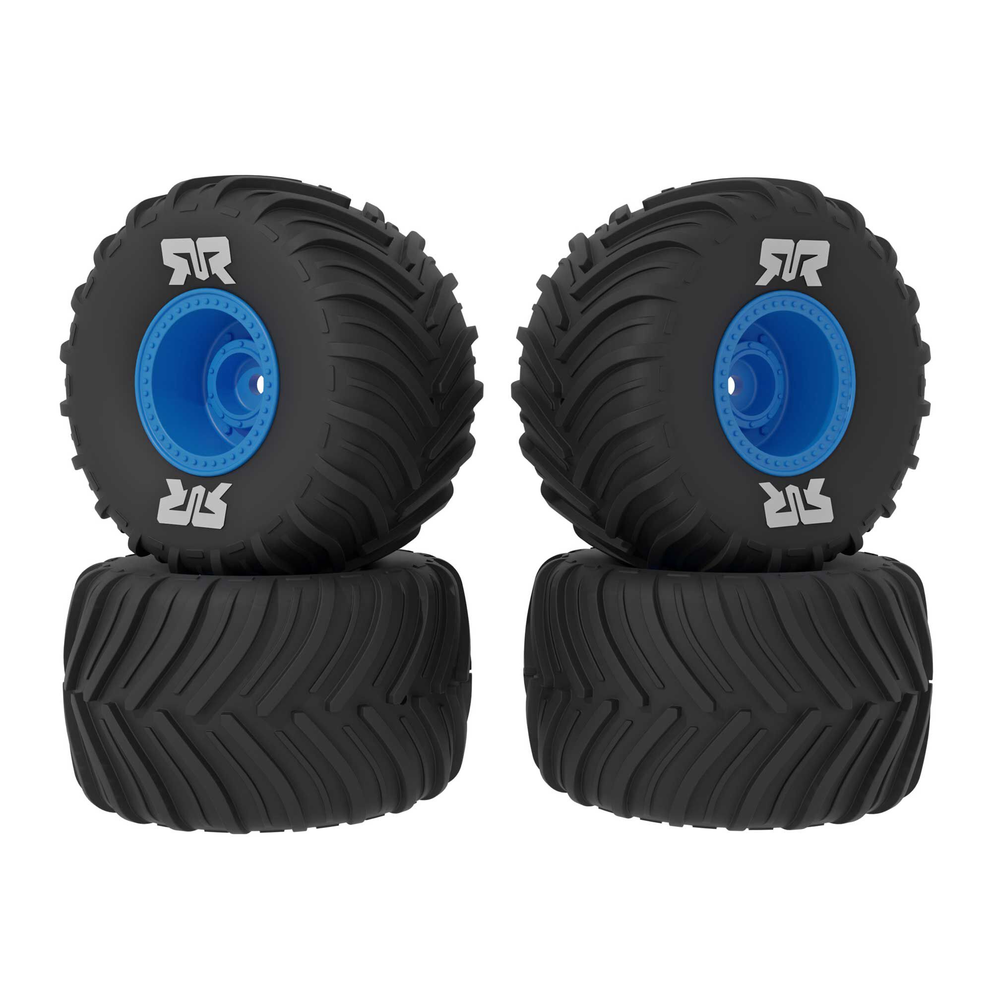 dBoots Chevron Mounted Tire Set Glued, Blue (2 Pairs): GROM