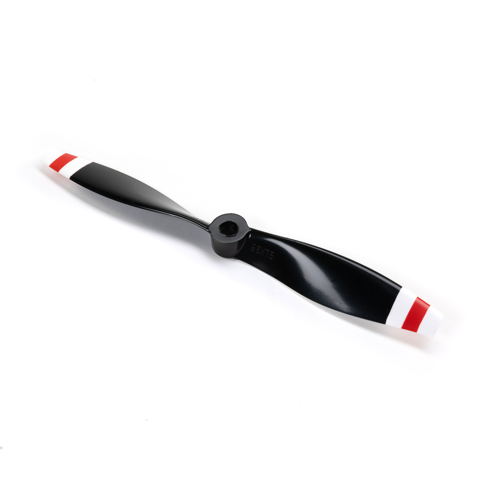 9.5 x 7.5 CW Left Propeller, Black with Red and White Tips: