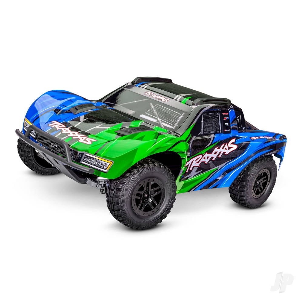 Traxxas Slash 4WD 1:10 4WD RTR Short Course Truck, Green (+ TQi Sport 2-ch, VX3, Velineon V3200, Clipless Body)