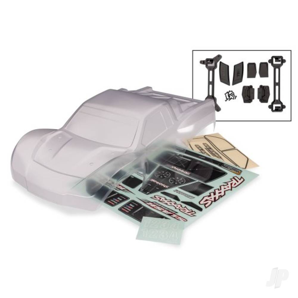 Traxxas Body, Slash 2WD (also fits Slash VXL & Slash 4WD) (clear, requires painting)/ window masks/ decal sheet (requires #6953 latches and #6952 latch mounts for clipless mounting)