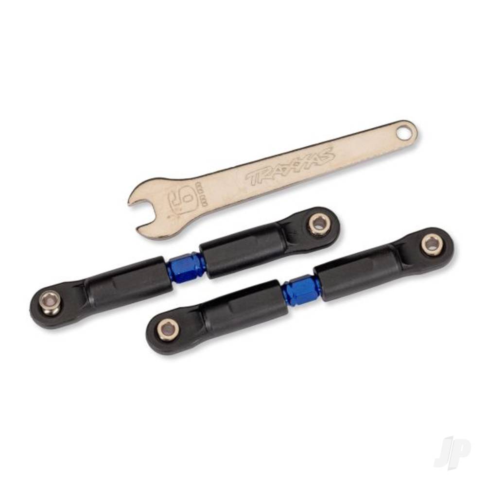 Traxxas Turnbuckles, camber links, x-short (steel, Blue) (2) (Assembled with rod ends and steel hollow balls)/ steel wrench, 6mm (1) (fits Slash (front or rear), Rustler (front), Jato 4WD (rear))