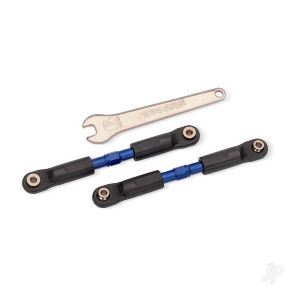 Traxxas Turnbuckles, camber links or toe links, long (steel, Blue) (2) (Assembled with rod ends and steel hollow balls)/ steel wrench, 6mm (1) (fits Rustler (rear camber links), Slash 4WD, Rustler 4WD, Stampede 4WD, or Jato 4WD (toe links))