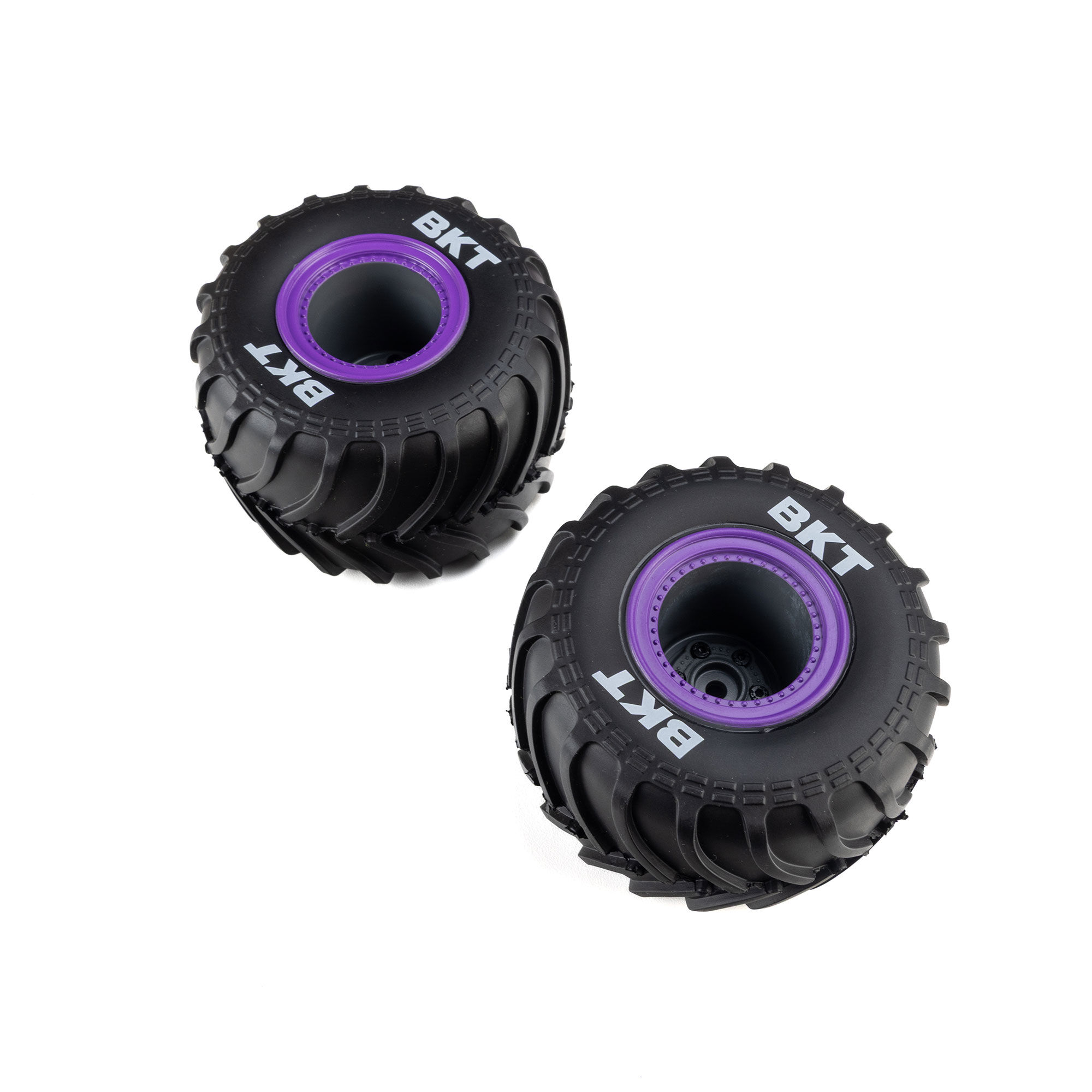 MT Tires, Purple Beadlock, Pre-Mounted (2): Mini LMT