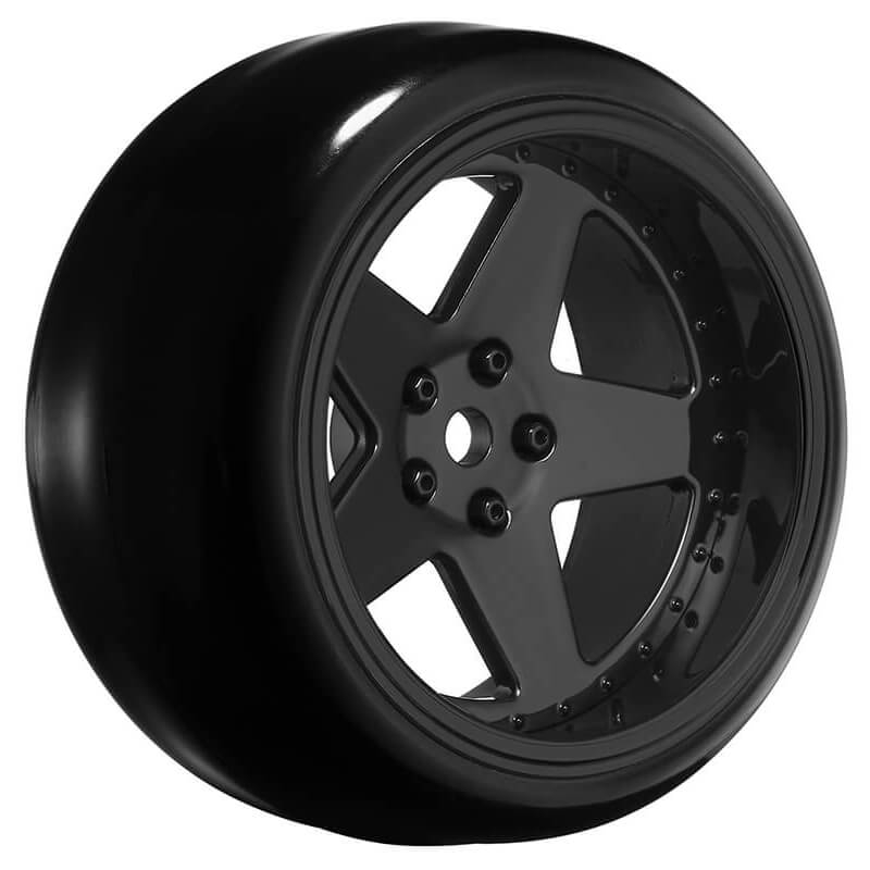 Louise Rc 1/10 Drift 2,4,6,8mm Offset 5-spoke Wheels Gloss Black With Tyres