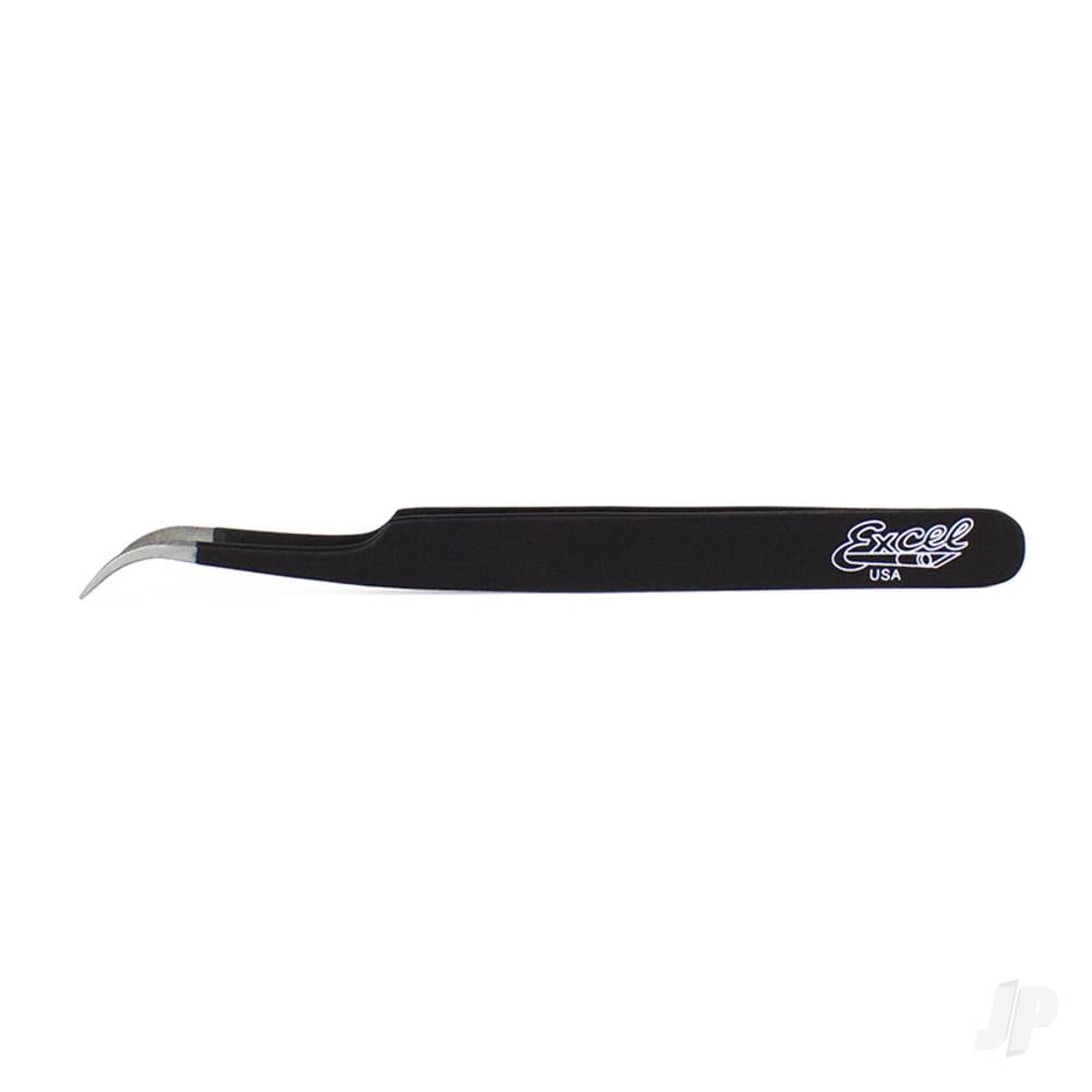 Slant Point Fine Point Tweezers, Black (Carded)