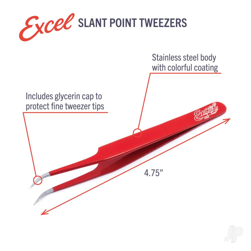 Slant Point Fine Point Tweezers, Black (Carded)-2