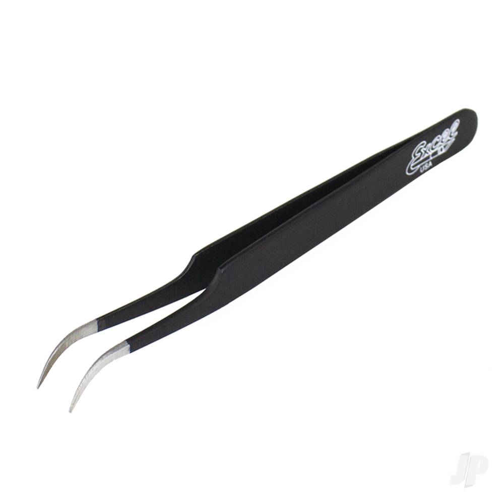 Slant Point Fine Point Tweezers, Black (Carded)-3
