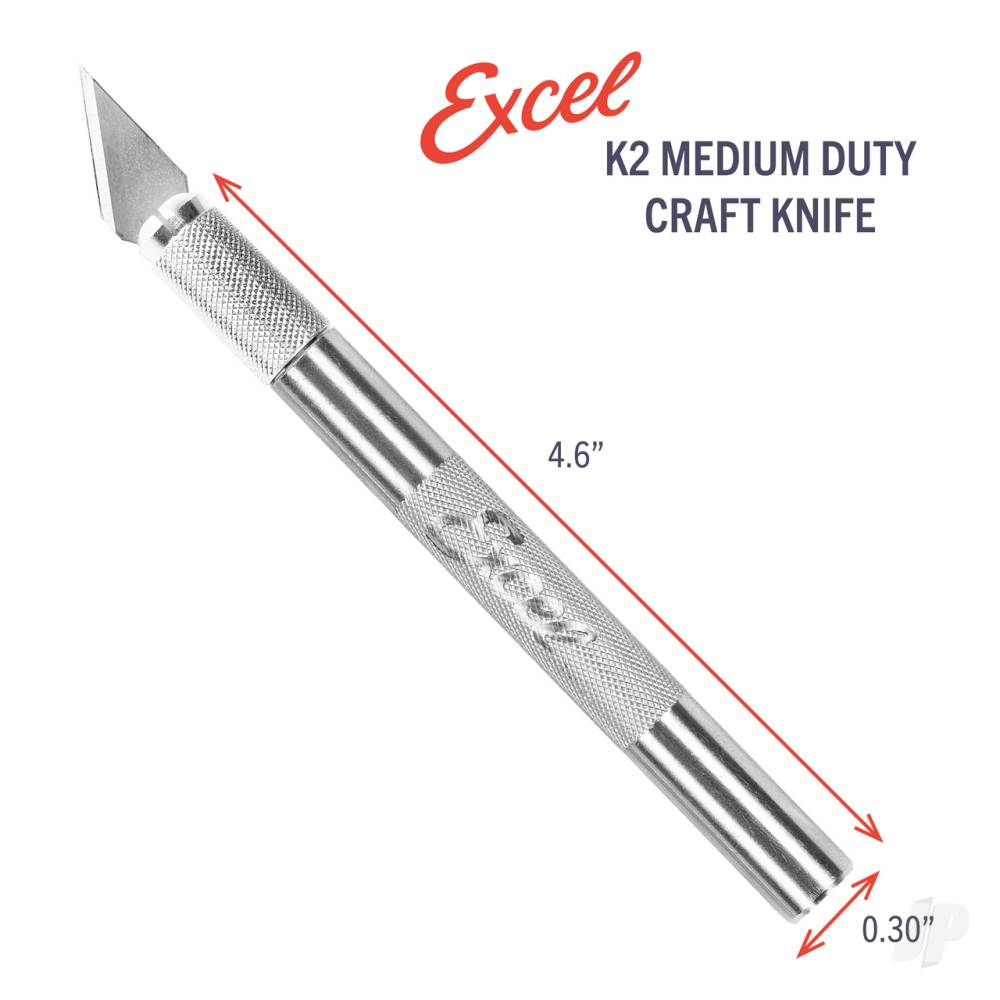 K2 Knife, Medium Duty Round Aluminium with Safety Cap, 5x Assorted Blades (Carded)-2
