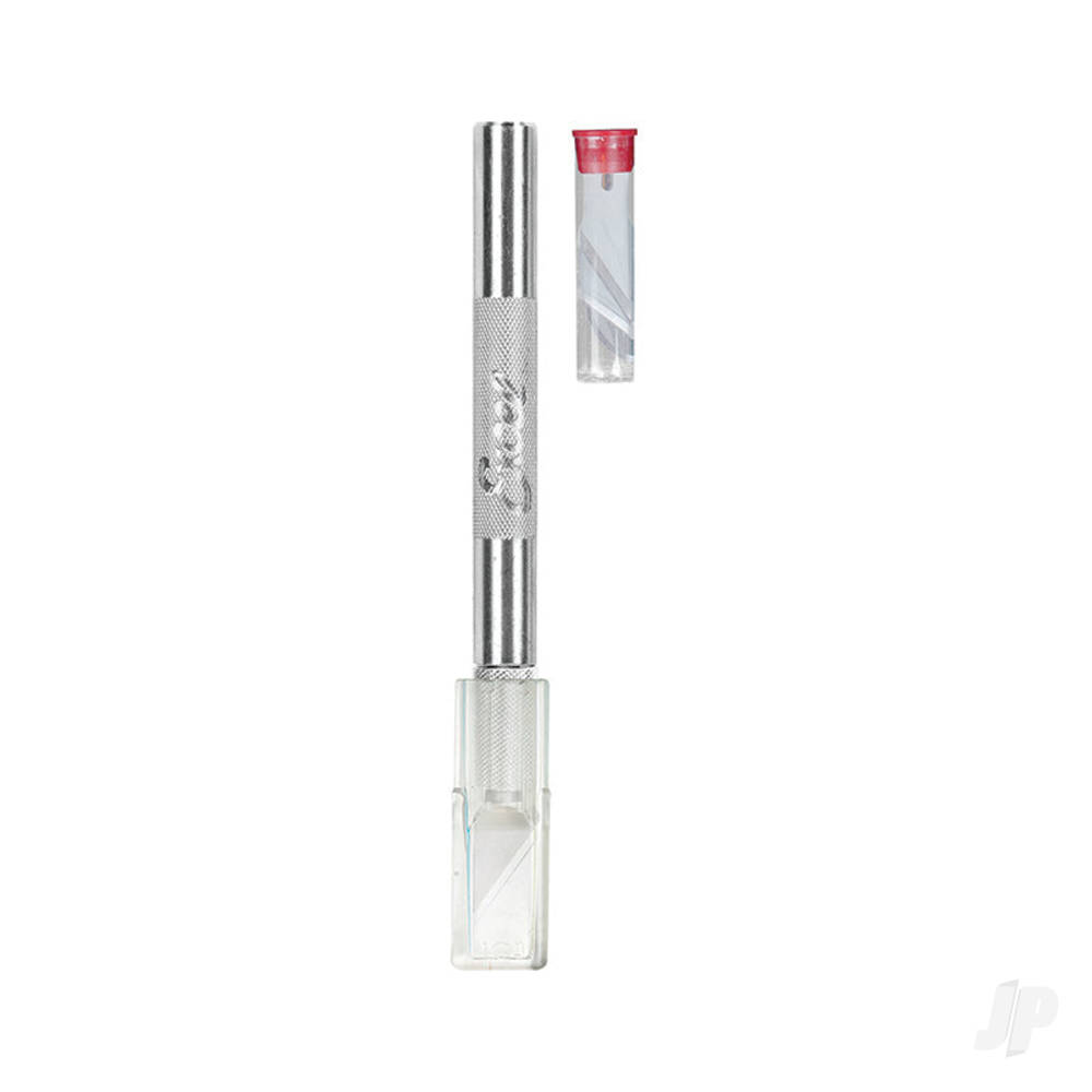 K2 Knife, Medium Duty Round Aluminium with Safety Cap, 5x Assorted Blades (Carded)-5