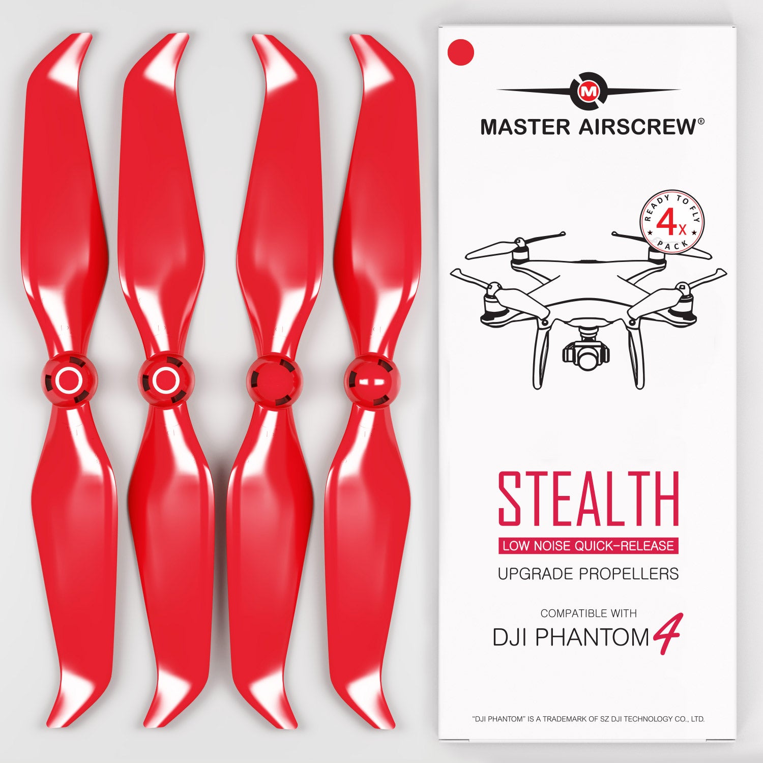 MR-PH Stealth 9.5x5.7 Prop Set x4 Red for DJI PHANTOM 4 gen.-2