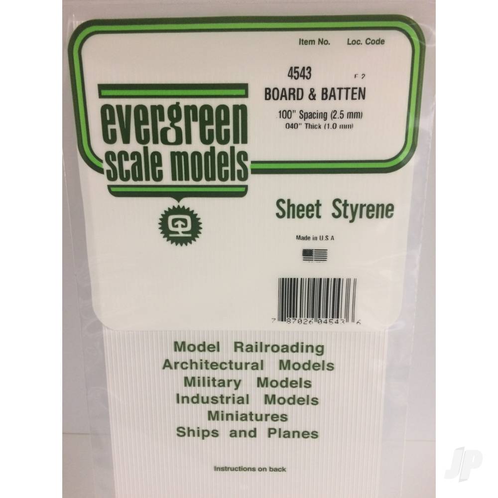 6x12in (15x30cm) Board & Batten Sheet .040in (1.0mm) Thick .100in Spacing (1 Sheet per pack)-2