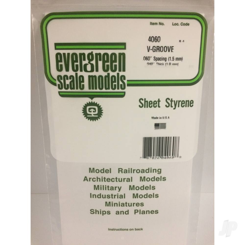 12x24in (30x60cm) V-Groove Siding Sheet .040in (1.0mm) Thick .060in Spacing (1 sheet per pack)-2