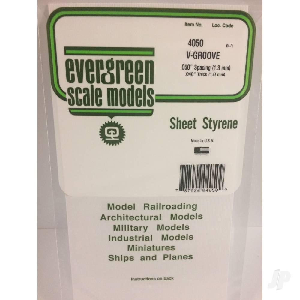 12x24in (30x60cm) V-Groove Siding Sheet .040in (1.0mm) Thick .050in Spacing (1 sheet per pack)-2