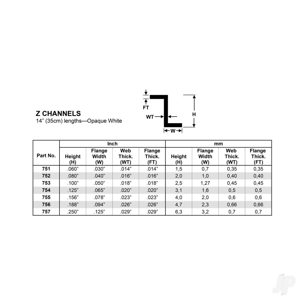 14in (35cm) Z-Channel .080in (2.0mm) (4 per pack)-4