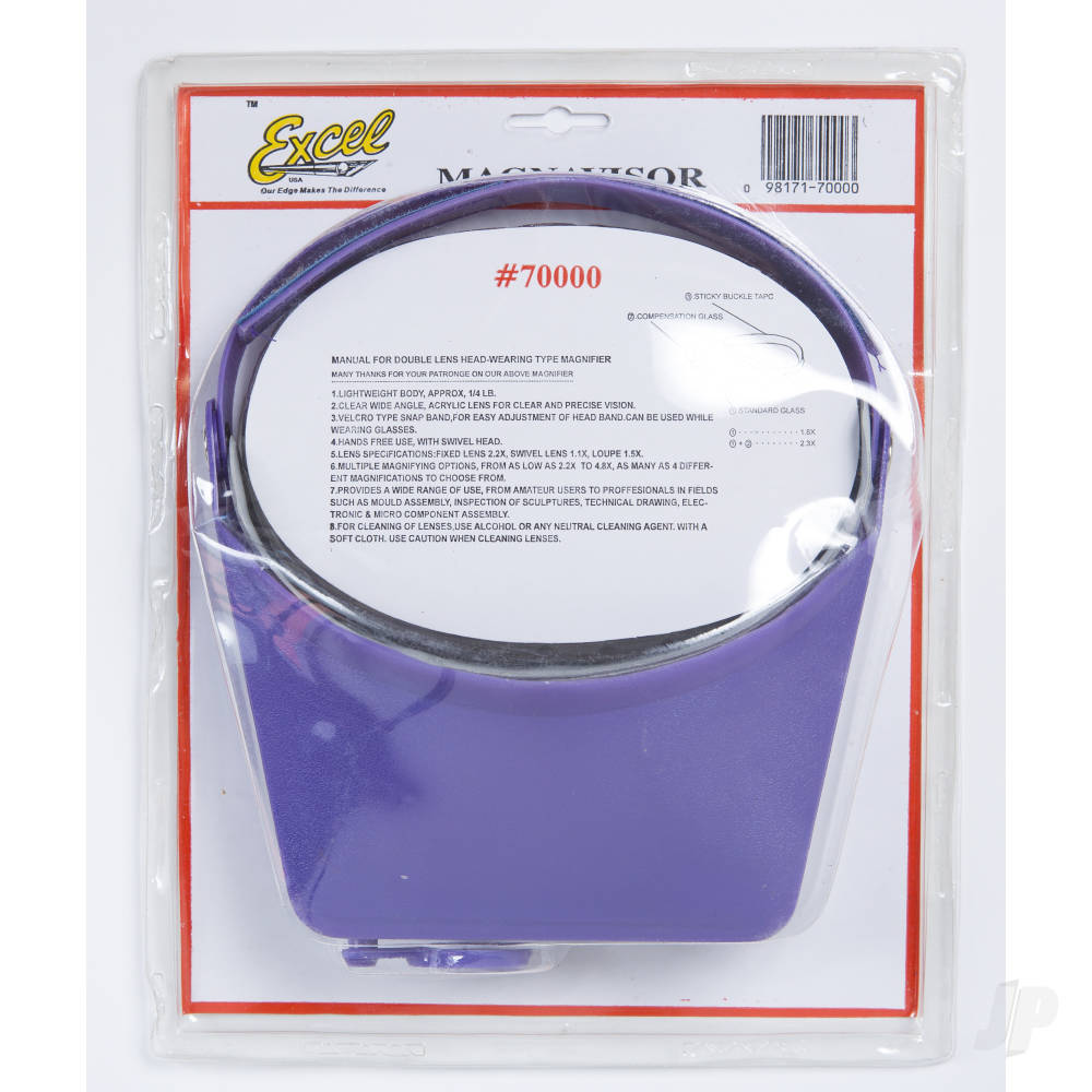 Excel Blades MagniVisor Deluxe Head-Worn Magnifier with 4 Different Lenses, Purple (Boxed)-6