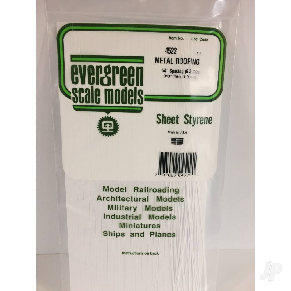 6x12in (15x30cm) Seam Roofing Sheet .040in (1.0mm) Thick 1/4in Groove Spacing (1 Sheet per pack)-2