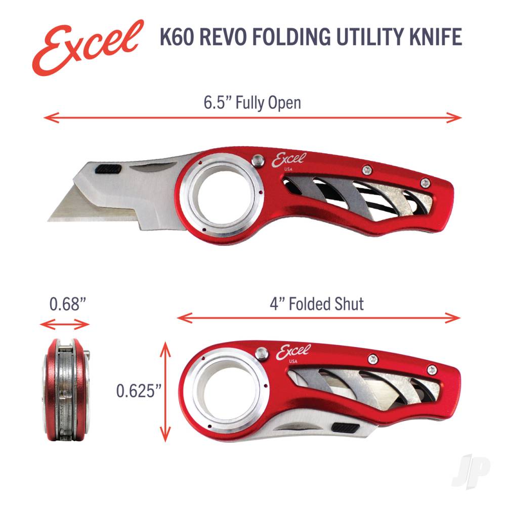 K60 Revo Folding Utility Knife, Red (Carded)-3