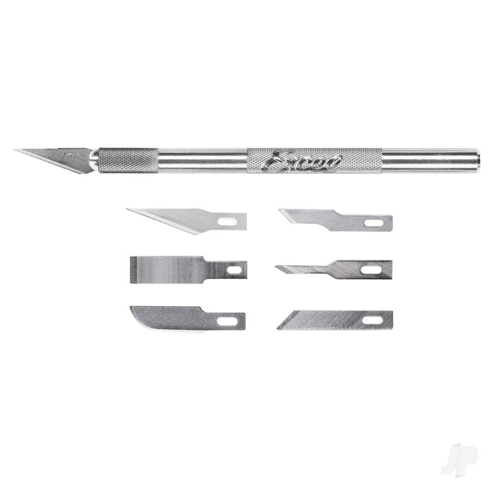 K1 Knife, Light Duty Round Aluminium with Safety Cap, 6x Assorted Blades (Carded)