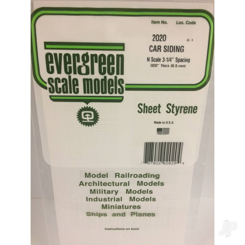 6x12in (15x30cm) N-Scale Car Siding Sheet .020in (0.50mm) Sheet (1 sheet per pack)-2