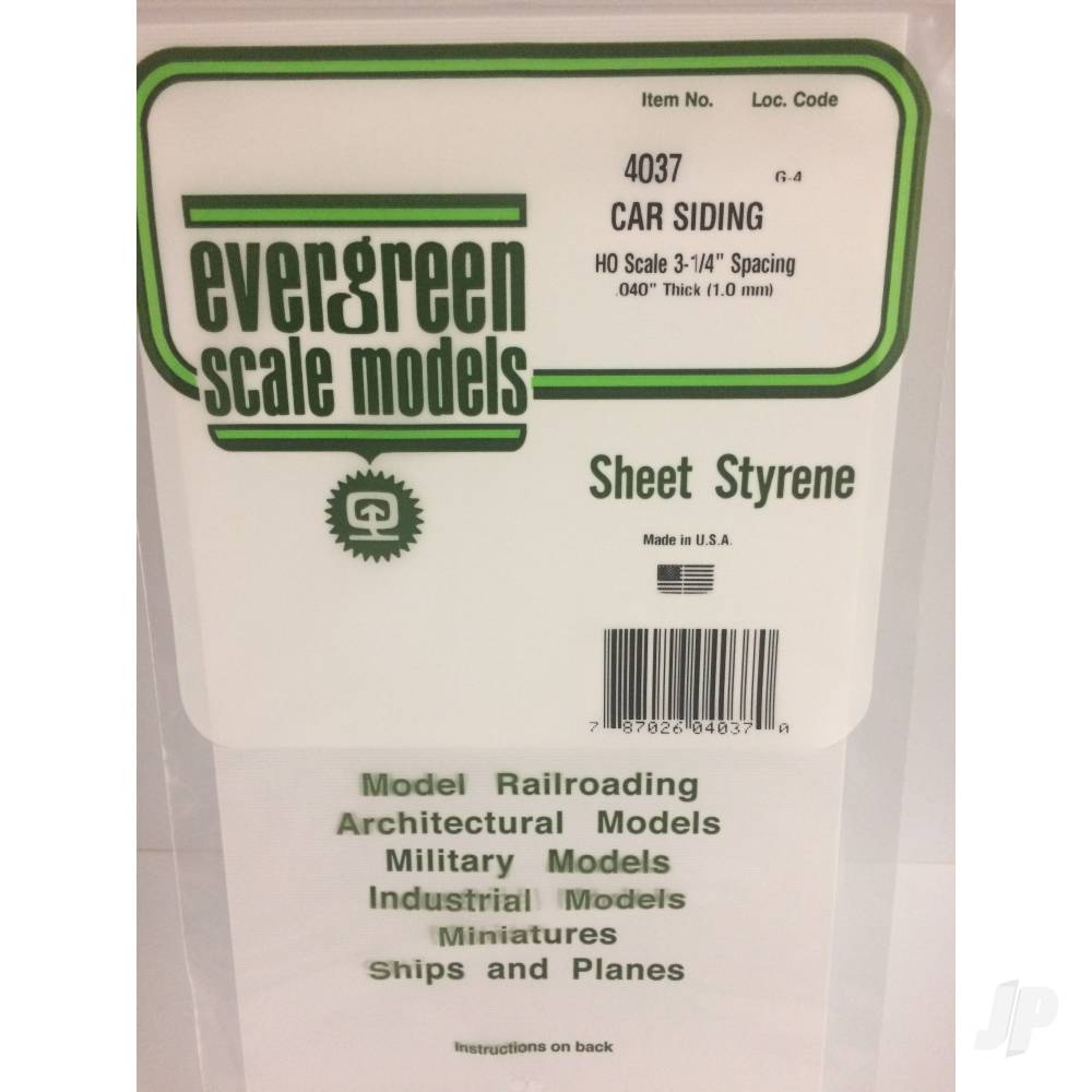 6x12in (15x30cm) HO-Scale Car Siding Sheet .040in (1.0mm) Sheet (1 sheet per pack)-2