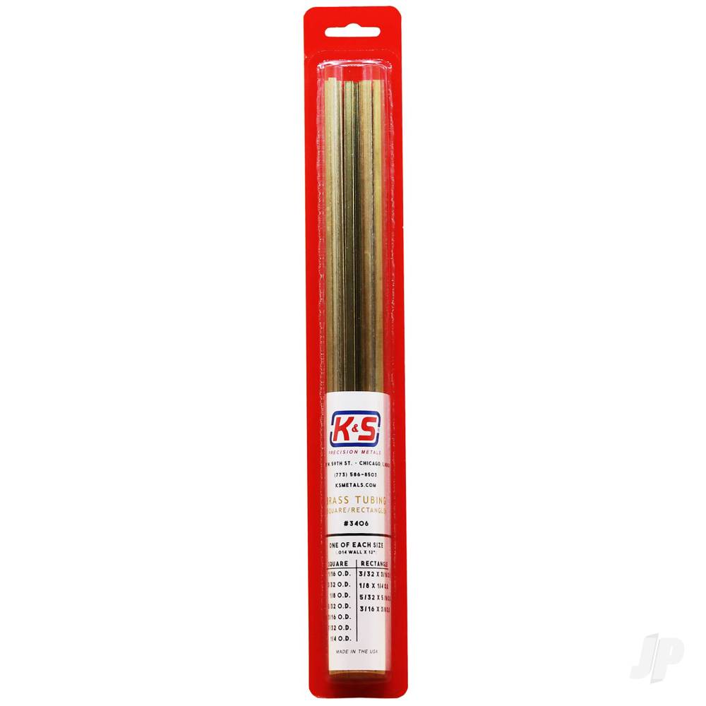 Brass Tubing Assortment, Square & Rectangle (11 pcs)-3