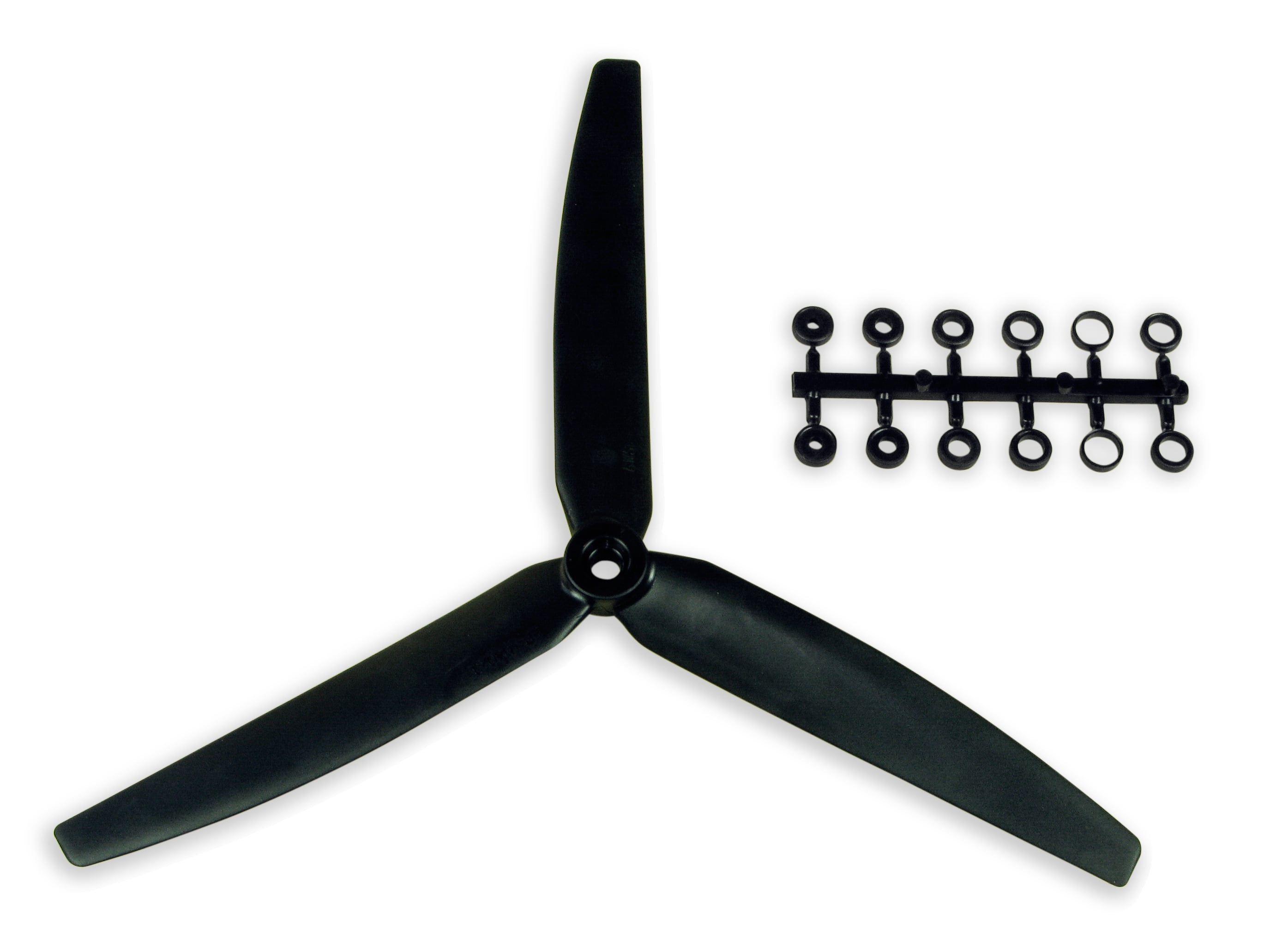 10x6 Slow Fly Propeller 3-Blade Black Opposite Rotation