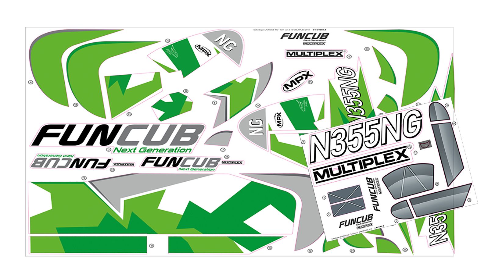 Decal sheets FUNCUB NG green A and B