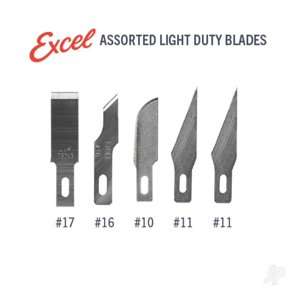 Assorted Light Duty Blades (#10, #16, #17, 2x #11),Shank 0.25" (0.58 cm) (5 pcs) (Carded)-2