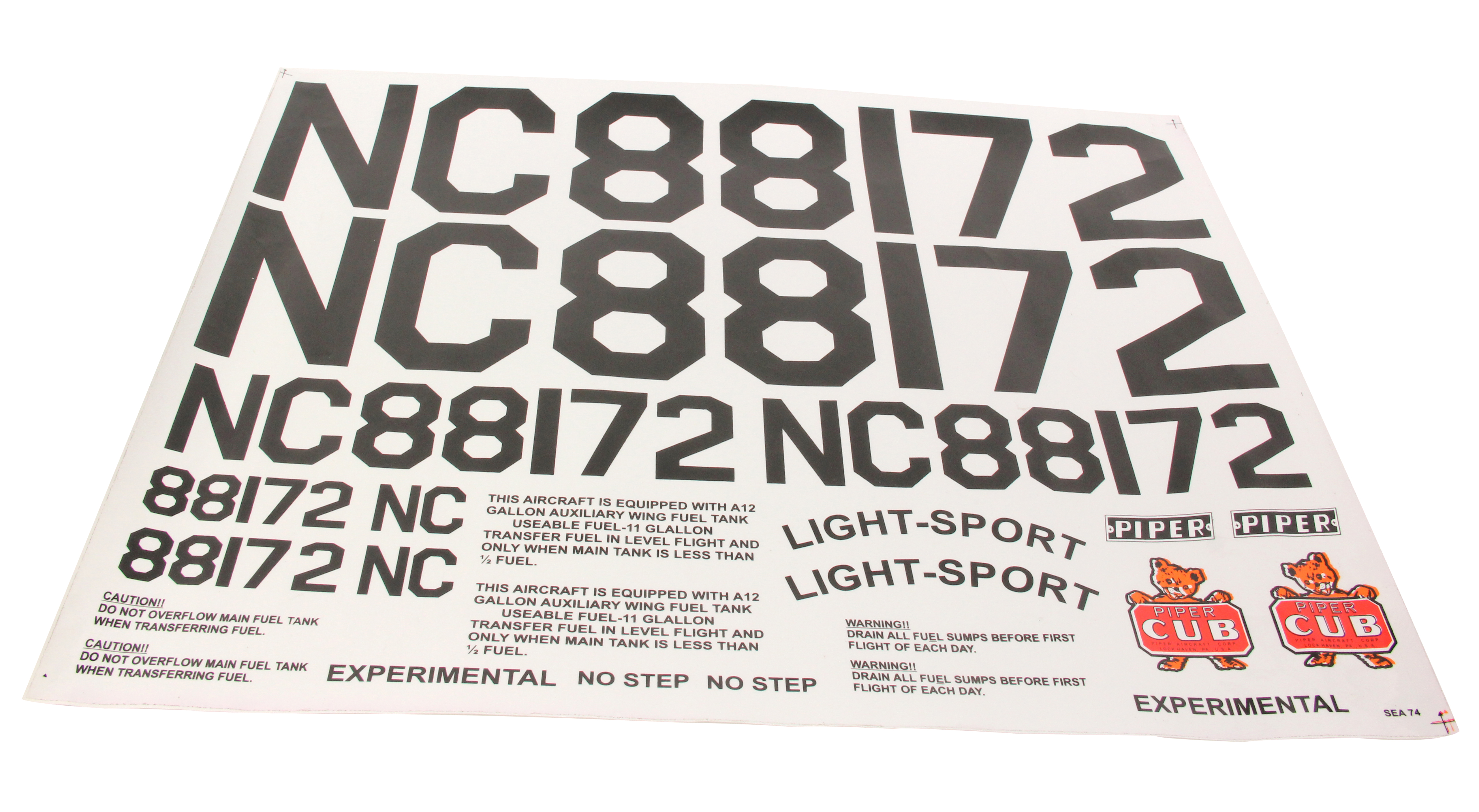 J-3 Piper Cub Decal Set (for SEA-74)