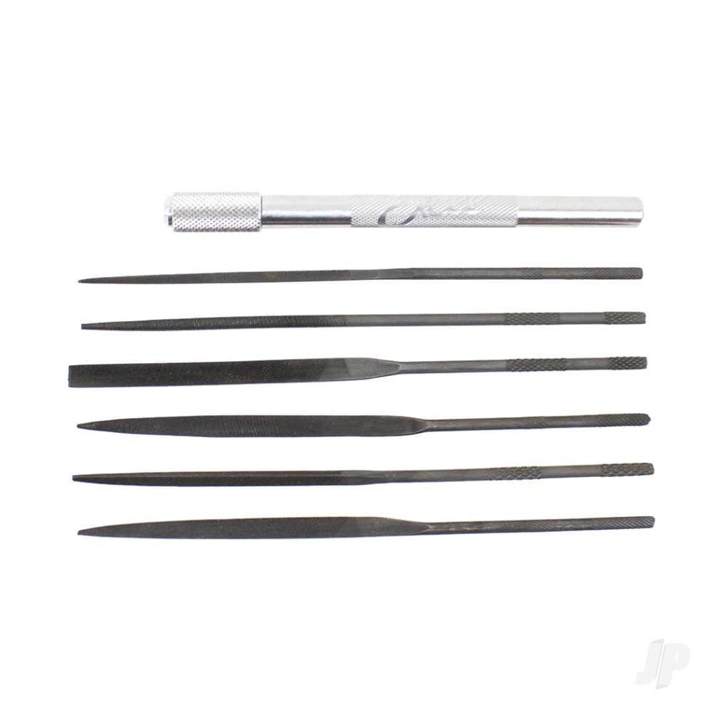 Assorted File Set with Handle, Cut #2 with Square, Round, Halfround, Equaling, Knife and Flat (6 pcs) (Carded)