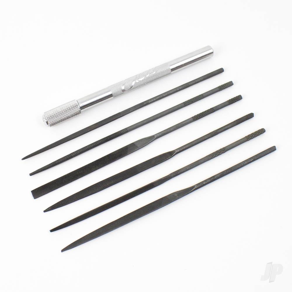 Assorted File Set with Handle, Cut #2 with Square, Round, Halfround, Equaling, Knife and Flat (6 pcs) (Carded)-3