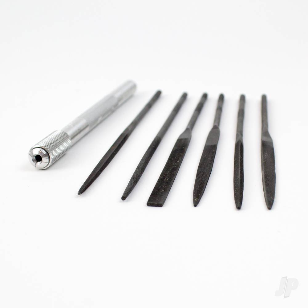 Assorted File Set with Handle, Cut #2 with Square, Round, Halfround, Equaling, Knife and Flat (6 pcs) (Carded)-4