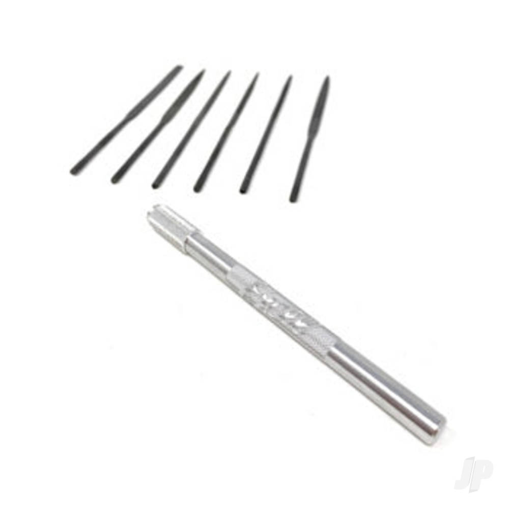 Assorted File Set with Handle, Cut #2 with Square, Round, Halfround, Equaling, Knife and Flat (6 pcs) (Carded)-5