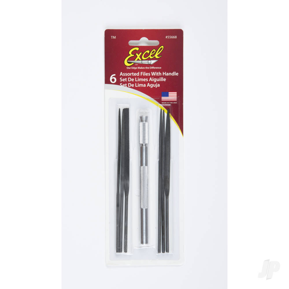 Assorted File Set with Handle, Cut #2 with Square, Round, Halfround, Equaling, Knife and Flat (6 pcs) (Carded)-8