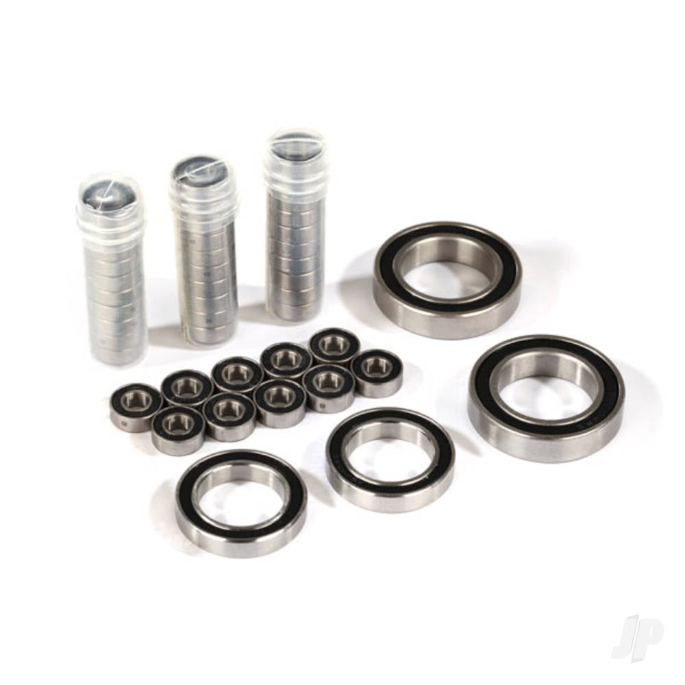 Ball bearing Set, TRX-4 Traxx, black rubber sealed, stainless (contains 5x11x4 (40), 20x32x7 (2 pcs), & 17x26x5 (2 pcs) bearings / 5x11x.5mm PTFE-coated washers (40)) (for 1 pair of Front or Rear tracks)