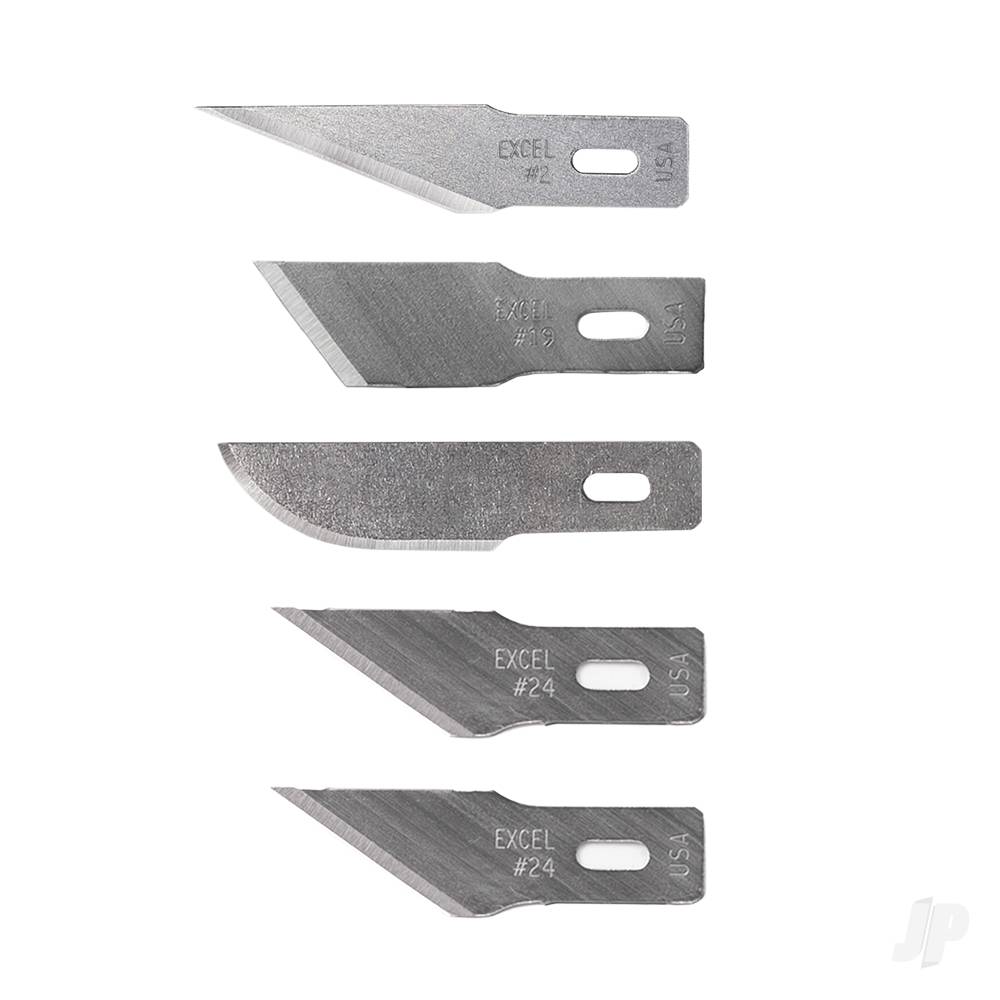 5 Assorted Heavy Duty Blades (#2, #19, #22, 2x #24), Shank 0.345