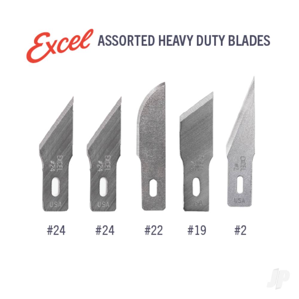 5 Assorted Heavy Duty Blades (#2, #19, #22, 2x #24), Shank 0.345" (0.88 cm) (5 pcs) (Carded)-2